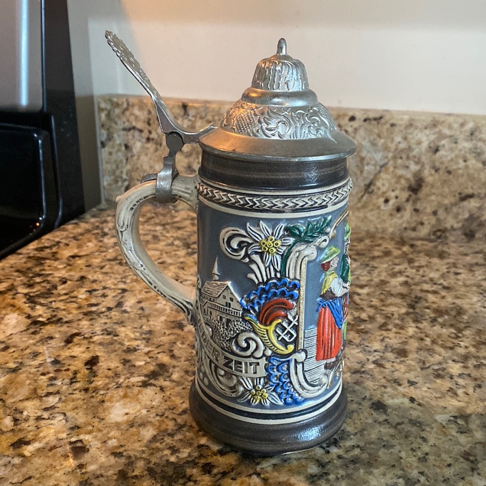 Original Gerzit Gerz Handmade West Germany Blue Cobal Beer Stein- Unique